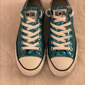 Teal Glittery Converse